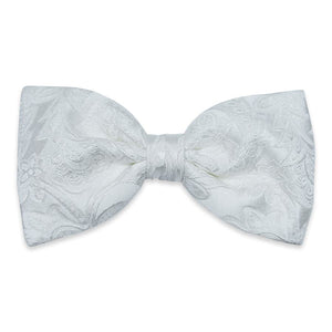 Anto white embossed floral bow tie, featuring a lustrous finish and elegantly displayed.