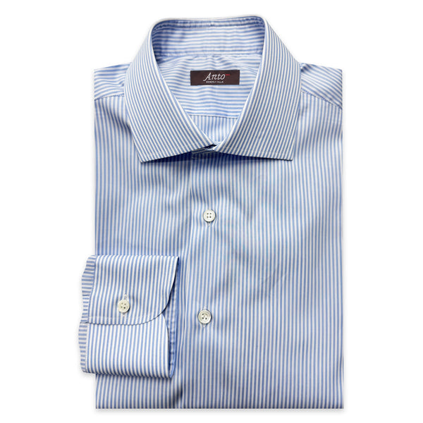 Folded light blue stripe shirt