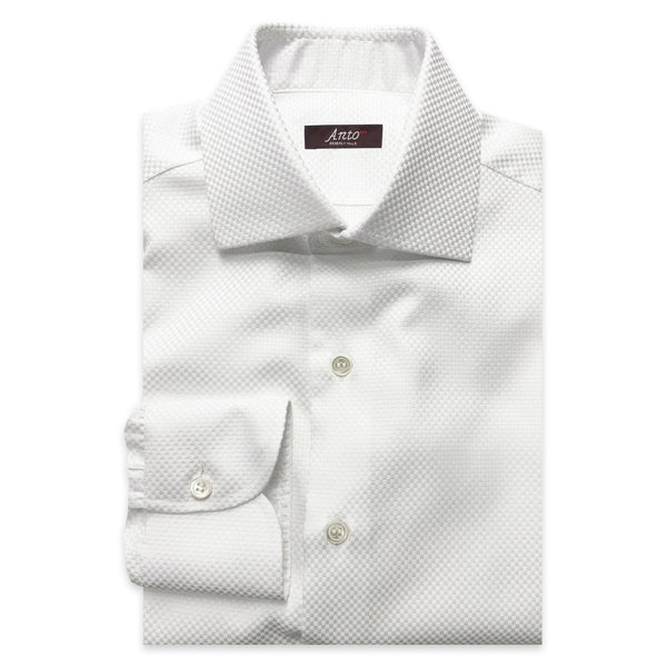 Folded white basketweave dress shirt