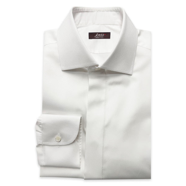 Folded white dobby dress shirt 