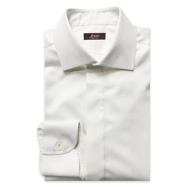 White Diamond Dobby Fly Front Dress Shirt Anto White Diamond Dobby Fly Front Dress Shirt Anto