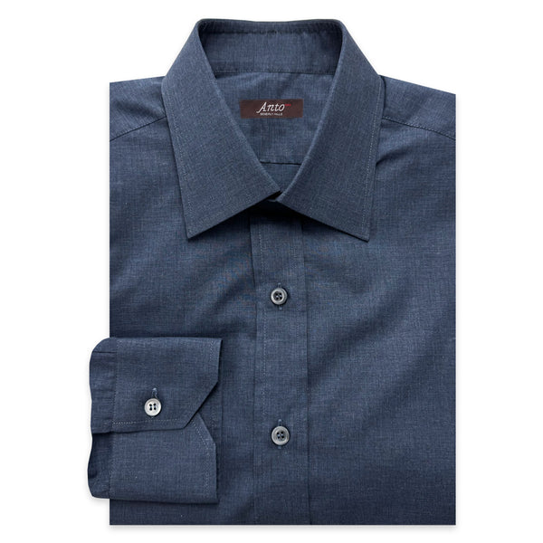 Folded dark blue dress shirt