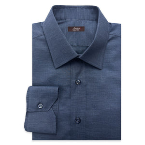 Folded dark blue herringbone shirt