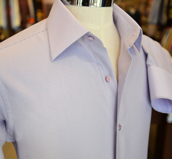Light purple checkered shirt on a mannequin.