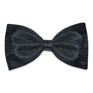 Anto black satin textured bow tie, featuring a lustrous finish and elegantly displayed.