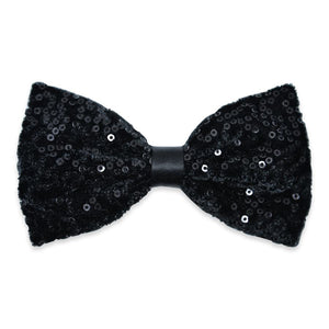 Anto black sequin bow tie, featuring a lustrous finish and elegantly displayed.