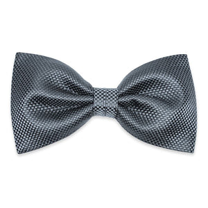 Anto charcoal gray basket weave bow tie, featuring a lustrous finish and elegantly displayed.