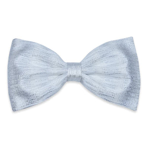 Anto silver satin textured bow tie, featuring a lustrous finish and elegantly displayed.