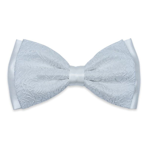 Anto white embossed bow tie, featuring a lustrous finish and elegantly displayed.